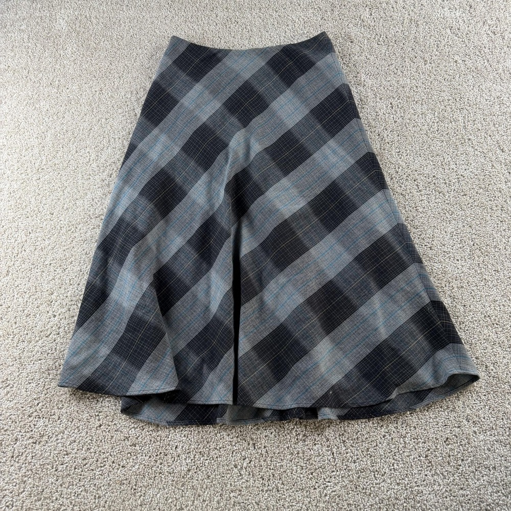 Jones Wear Skirt Womens 4 Gray Plaid Tweed A-Line Midi Lined Stretch Office - Picture 1 of 7